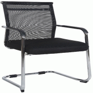 Décoshop26 - Fauteuil de bureau chaise de salle à manger sans roulettes en tissu maille noir piètement métal BUR10679 - noir métal 3002467132697