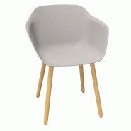 Fauteuil Taia - Assise beige et pieds en bois