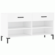 Helloshop26 - Banc à chaussures bottes commode étagère meuble entrée rangement 102 x 35 x 55 cm bois d'ingénierie blanc 02_0022880 - blanc Bois m