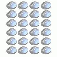 Helloshop26 - Lot de 24 lampes solaires murales rondes 11 x 5 cm éclairage automatique extérieur en PP argenté 02_0046381 - argenté 3000234212351