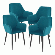 Helloshop26 - Lot de 4 chaises de salle à manger moderne design robuste 86 x 57 x 56 cm bleu turquoise 03_0009831 - bleu acier 3000224887057