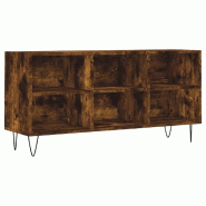 Helloshop26 - Meuble TV avec grand espace de rangement moderne 103,5 x 30 x 50 cm en bois d'ingénierie chêne fumé 02_0048551 - Bois massif 30002353