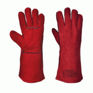 Portwest - Gants de soudeur en cuir croute de bovin rouge #E84C3D Taille 10 - 5036108174614