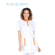 Tunique de travail femme manches courtes en coton et polyester - 4 poches - MYRIAM REMI CONFECTION - Ref: R-2652_0