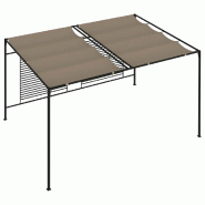 VidaXL Belvédère avec auvent rétractable 3x4x2,3 m Taupe 180 g/m² Modèle Atlas Vision - marron 313624