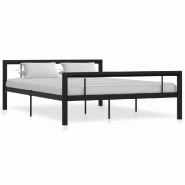 VidaXL Cadre de lit sans matelas noir et blanc métal 120x200 cm Modèle Verlénis - 284552