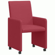VidaXL Chaises de Salle à Manger avec Roues 2 pcs Bordeaux Faux cuir Modèle Bellecour Élite - 42017820