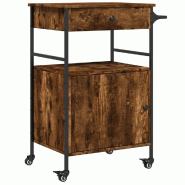 VidaXL Chariot de cuisine chêne fumé 56x43x89,5 cm bois d'ingénierie - marron multi-matériau 842393