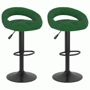 VidaXL Tabourets De Bar Lot De 2 Vert Foncé Velours - vert 333272