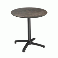 X Cross table de bistrot avec piètement noir + plateau HPL Riverwashed Wood Ø70 cm
