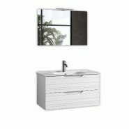 AQA Design Composition de salle de bain en MDF 4 pièces SOLMIRA blanc mat L.91 P.46,5 H.190 MPSO09-O1 - blanc Bois manufacturé MPSO09-O1