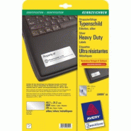 AVERY 960 étiquettes ultra-résistantes métallisées Laser, format 45,7 x 21,2 mm (20 feuilles A4 / cdt) - 5014702990953