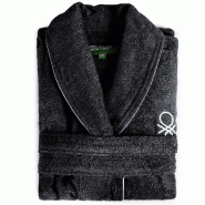 Benetton - Peignoir M/L 100% Coton 360GSM couleur Noir - BLACK & WHITE - M/L noir BE175