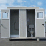 Bloc sanitaire SD1 neuf - WC, douche et lave-mains - Hauteur 256 cm, Largeur 242 cm, Profondeur 118 cm