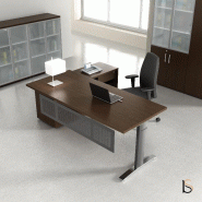 Bureau d'angle avec crédence de rangement - MDD - 180, Noir, Wenge, Non