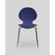 Chaise coque plastique empilable Naémie en polypropylène bleu, pieds chromés (Lot de 4) Chaise coque plastique empilable Naémie en polypropylène bleu, pieds chromés (Lot de 4)