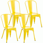 CLP Lot de 4 chaises métalliques empilables Benedikt Jaune - jaune métal 312765 CLP Lot de 4 chaises métalliques empilables Benedikt Jaune - jaune métal 312765