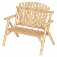 COSTWAY Banc jardin 2 places bois, résistant intempéries avec accoudoirs, 300 kg max, balcon terrasse, naturel - marron métal ZB35490ZM