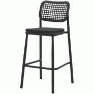 Dante - Tabouret de bar empilable Piètement noir + Corde