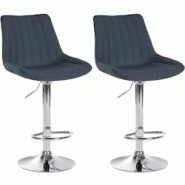 Décoshop26 - Lot de 2 tabourets de bar réglable en hauteur pivotant à 360° assise en tissu gris foncé couture verticale pied métal 10_0004432 - Décoshop26 - Lot de 2 tabourets de bar réglable en hauteur pivotant à 360° assise en tissu gris foncé couture verticale pied métal 10_0004432 -