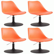 Décoshop26 - Lot de 4 chaises de salle à manger pivotante hauteur réglable en plastique orange et pied trompette métal noir 10_0001809 - noir mét