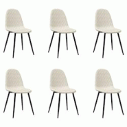 Décoshop26 - Set de 6 chaises de salle à manger design simple couture en losange en velours crème et métal noir DEC025664 - noir 3000255377282 Décoshop26 - Set de 6 chaises de salle à manger design simple couture en losange en velours crème et métal noir DEC025664 - noir 3000255377282