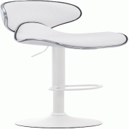 Décoshop26 - Tabouret de bar x1 sièges modernes aux lignes ondulées en PVC blanc pied trompette métal blanc 10_0005674 - blanc métal 3000265150530