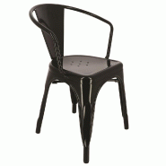 Fauteuil empilable d'intérieur Chicago - style industriel - acier noir - par 4