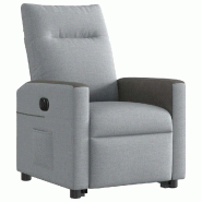Fauteuil inclinable électrique gris clair tissu Modèle Iveria - 8721158644367