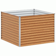 Helloshop26 - Jardinière surélevée extérieure 98 x 100 x 68 cm drainage optimal style industriel en acier galvanisé marron clair 02_0059053 - mar