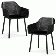 Helloshop26 - Lot de 2 chaises de salle à manger ergonomiques 57 x 54,5 x 81 cm assise confort moderne en pp noir 20_0017524 - noir 3000231911158