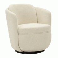 Mauro Ferretti Fauteuil Pivotant Torino Crème 70 X 72 X 75 Cm - Fauteuil Relaxation Avec Base Pivotante, Fer Et Bois, Confort Moderne - beige multi-m