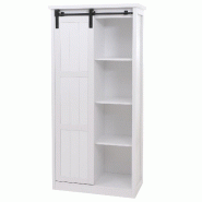Mendler Armoire HWC-K75, commode Highboard, porte coulissante 8 compartiments de rangement, aspect bois métal industriel 163x76x38cm ~ blanc - blanc