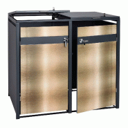 Mendler Habillage pour 2 poubelles HWC-J82, Box pour poubelles, extensible, métal 50kg, anthracite ~ or - doré métal 83381+83382