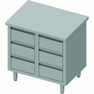 Meuble bas table de travail inox centrale avec six tiroirs 840x600x... - P932706840