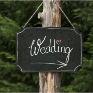 Pancarte de signalisation mariage en ardoise - 45 x 30 cm avec ficelle