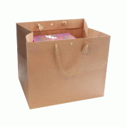 Sac traiteur kraft brun - poignées papier - fond carton - 38x31x32cm - par 10