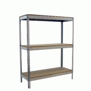 SimonRack Rayonnage industriel, 1500x1500x600 mm, 400 kg au point de flexion, 3 étagères bois, rayonnage garage, Galvanisé/Bois- Ecoforte - argent�