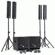 Système Sonorisation Complet 2400W DJ BM SONIC, 4 Enceintes satellites, 2x Méga SUB 38cm USB/Bluetooth, Supports Câbles, Micros - 3666638036278