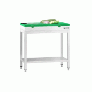 Table inox de découpe avec plan vert - Profondeur 600 mm | Ggm - 700_0