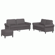 VidaXL Ensemble de canapés 3 pcs avec coussins Gris Similicuir Modèle Yervanis - 3202157