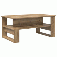 VidaXL Table basse Chêne artisanal 90 x 50 x 40 cm Bois d'ingénierie Modèle Atlas Logic Pro - 8000219