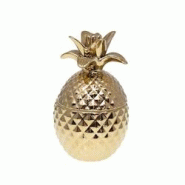 Aulica Boîte décorative ananas en céramique dorée 13x13x22.5cm - doré 576101