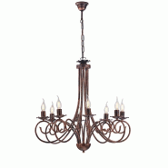 BeLight Alma Lustre en fer laqué noir décor cuivre antique 8 lumières 128 d.67 BL130-8-NR - noir 8050713211370