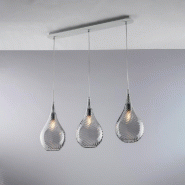 Bonetti Illumina Pluvia Rail en fer avec verre gris pyrex 3 lumières L.75x10 BL264-BIN3-GR - gris 8050713217709