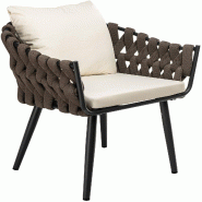 CLP Fauteuil de jardin Naxos taupe avec coussin d assise Métal HBT: 77x61x60 cm Crème - beige métal 328324