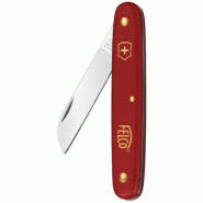 Couteau Greffoir / Couteau de Bouturage Victorinox F3.90-50 Felco - Lame Droite en Acier Inoxydable, Manche en Nylon Rouge