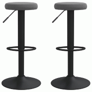 Décoshop26 - Lot de 2 tabourets de bar chaises hautes en velours gris foncé et acier DEC029724 - gris 3000257523144