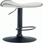 Décoshop26 - Tabouret de bar x1 assise ergonomique en PVC blanc pied en trompette en métal noir 10_0005384 - blanc métal 3000252614557