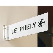 Enseigne drapeau en pvc gravé recto/verso pour extérieur - direct signaletique - 102 x 300 mm